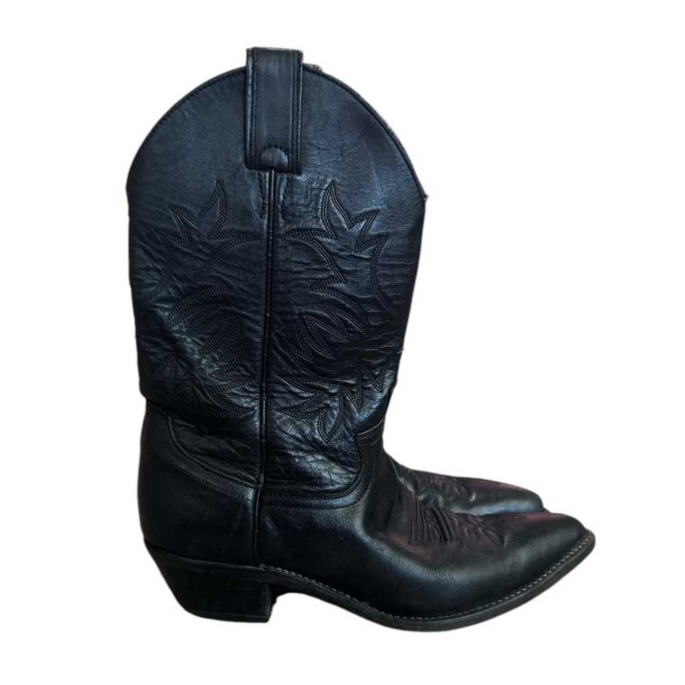 Vintage Justin Black Western Leather Cowboy Boots… - image 3