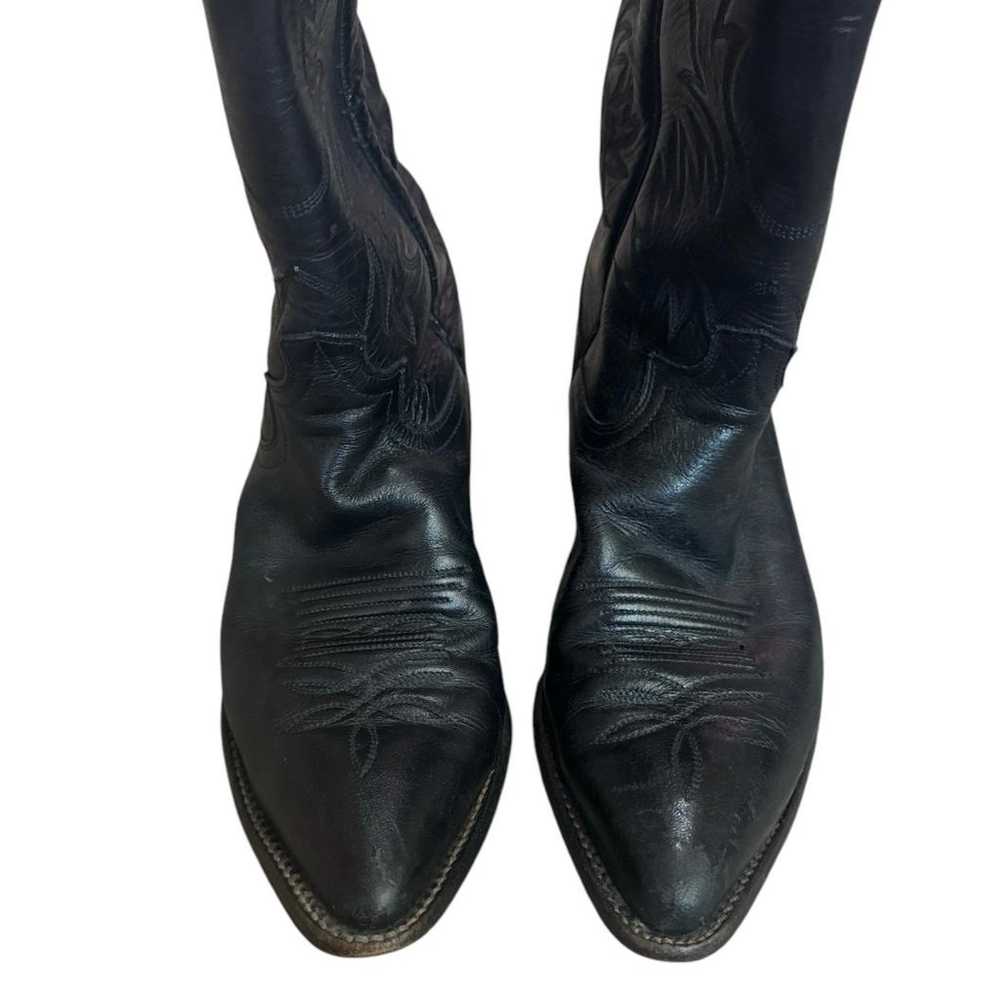 Vintage Justin Black Western Leather Cowboy Boots… - image 5