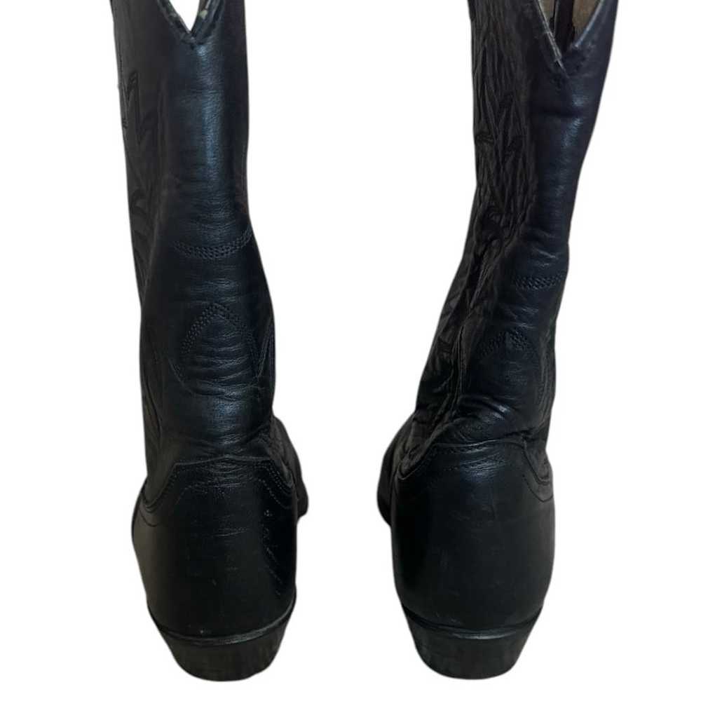 Vintage Justin Black Western Leather Cowboy Boots… - image 6