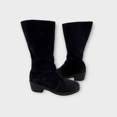 YODELERS Vintage Suede Boots Sherpa Lined In Blac… - image 1