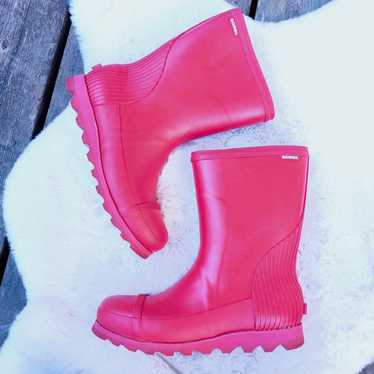 Sorel Joan Short Red Rain Boots Size 10