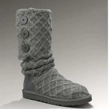 Ugg Australia Lattice Cardy Grey Knit Boots size 9