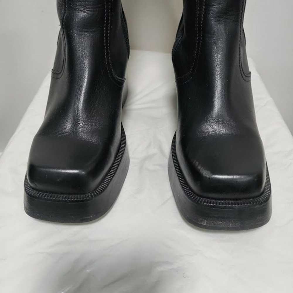 Vintage Destroy Black Leather Platform, Y2K 90's … - image 5