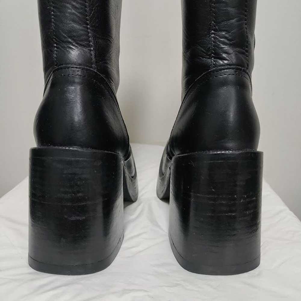 Vintage Destroy Black Leather Platform, Y2K 90's … - image 9