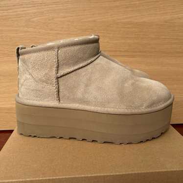 Ultra Mini Platform Uggs in Sand