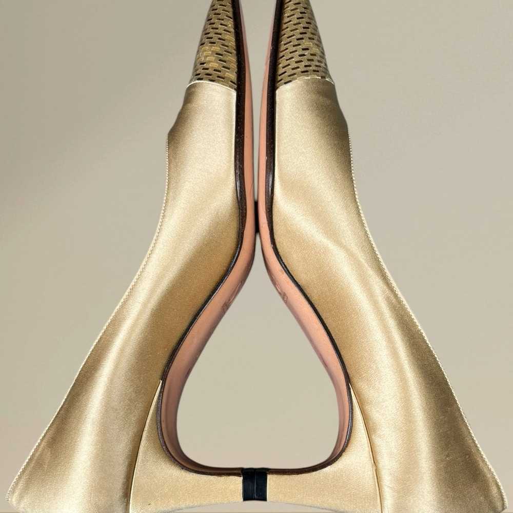 St. John | Vintage Gold Satin & Sequin Pumps - image 10