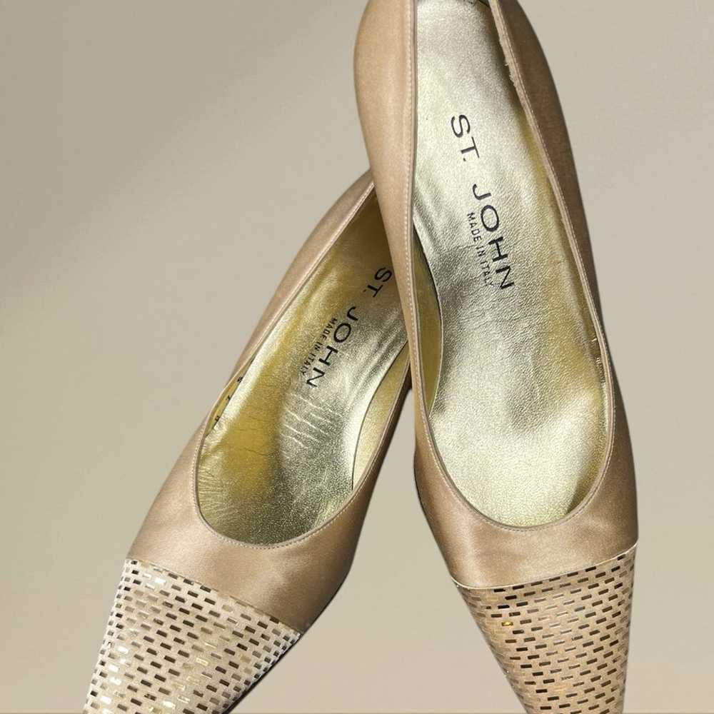 St. John | Vintage Gold Satin & Sequin Pumps - image 1