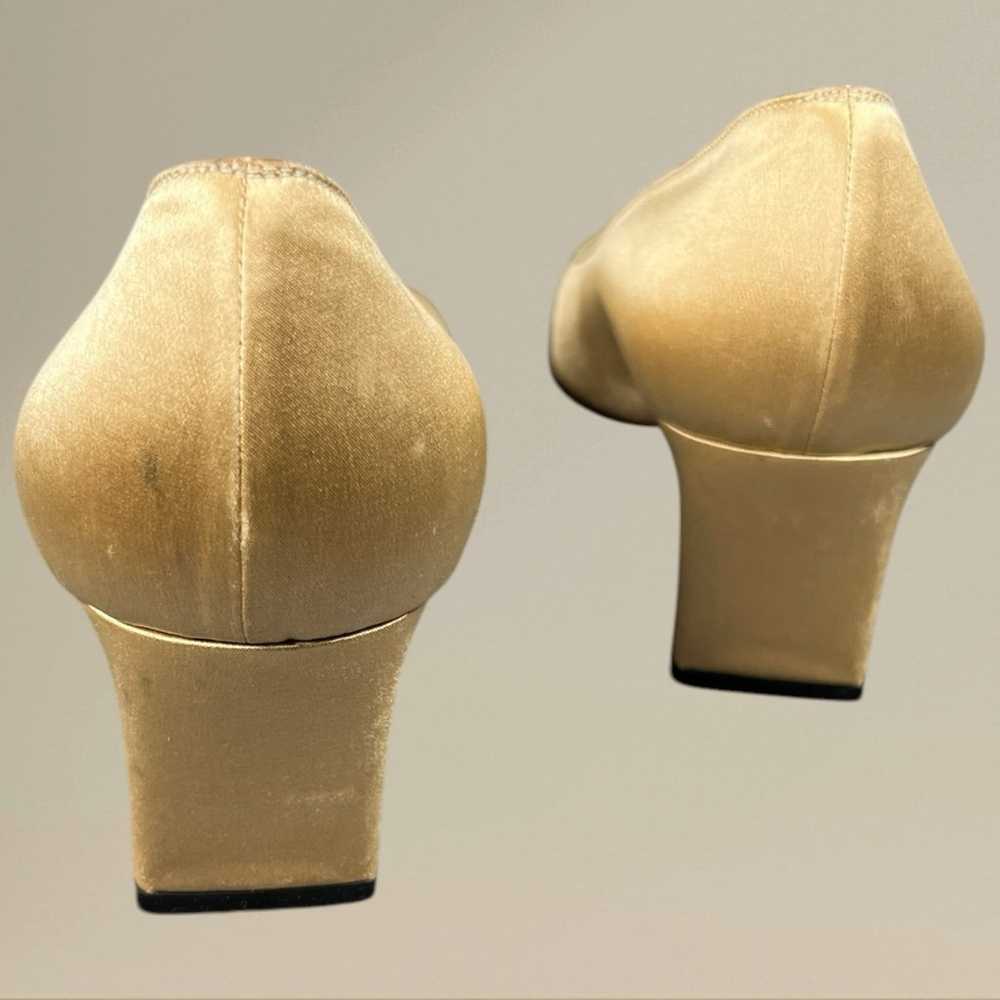 St. John | Vintage Gold Satin & Sequin Pumps - image 6