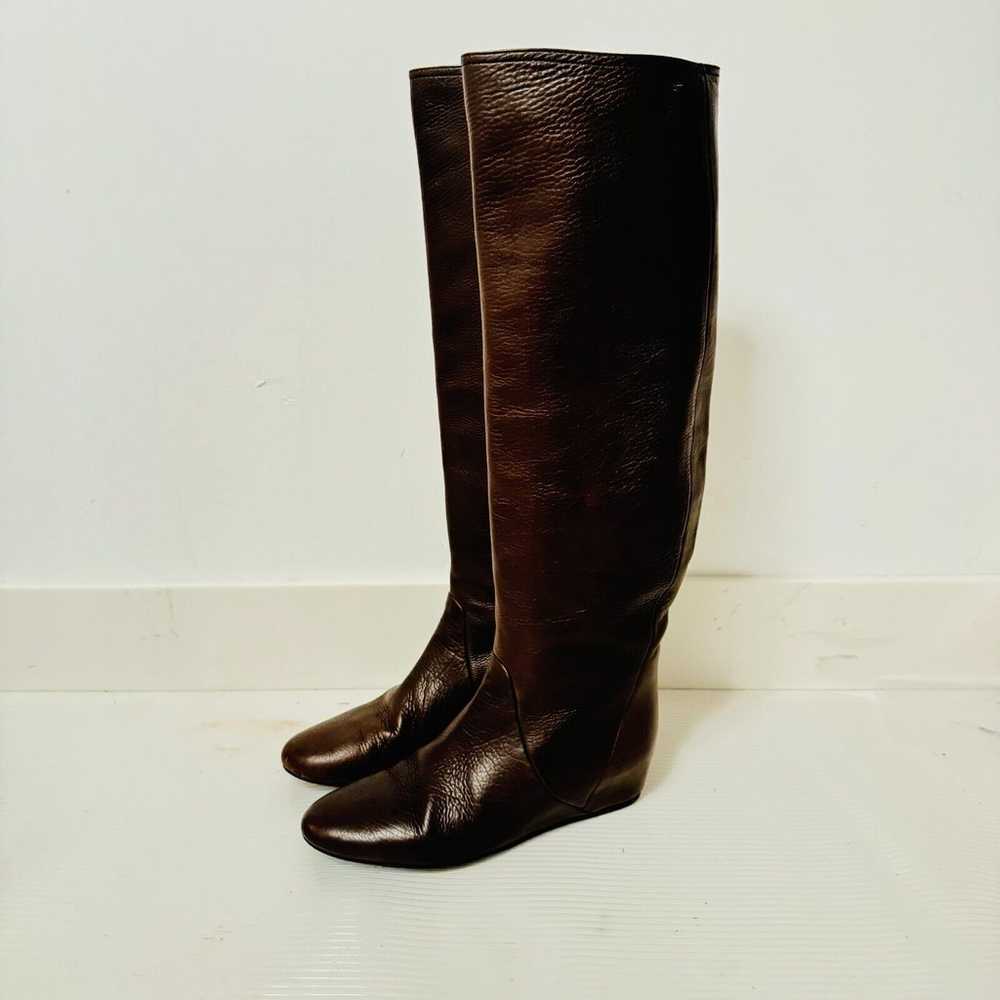 Lanvin Boots Womens 37.5 Brown Leather Knee High … - image 2