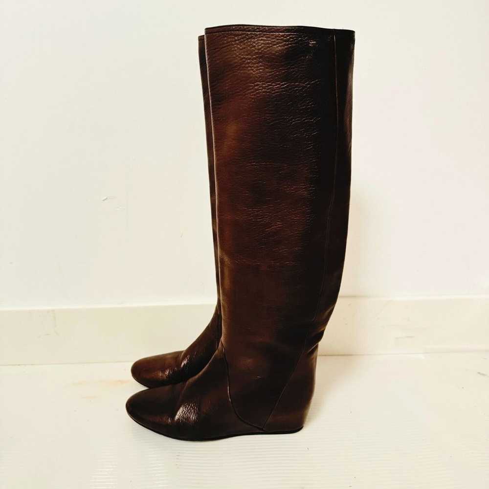 Lanvin Boots Womens 37.5 Brown Leather Knee High … - image 3