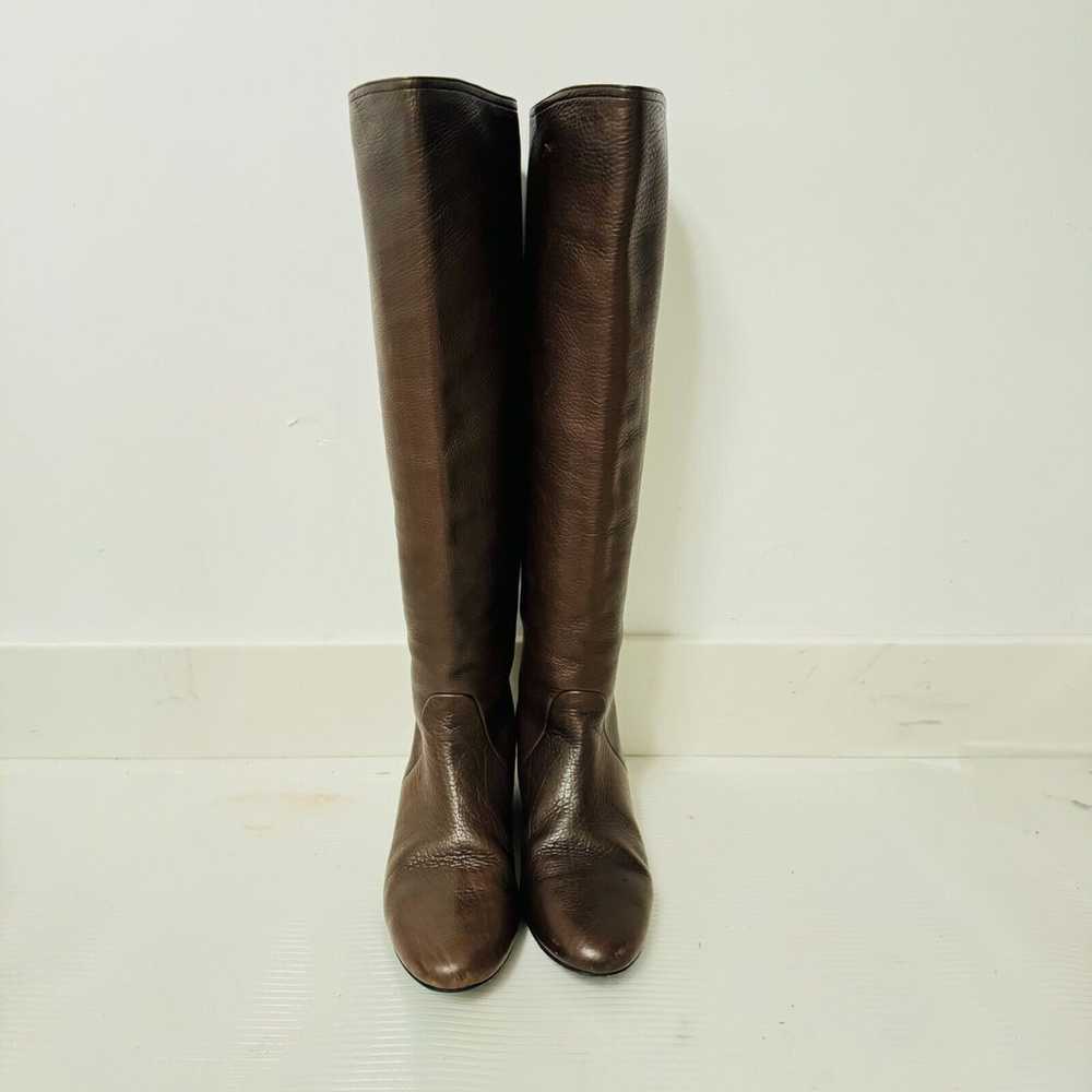 Lanvin Boots Womens 37.5 Brown Leather Knee High … - image 4