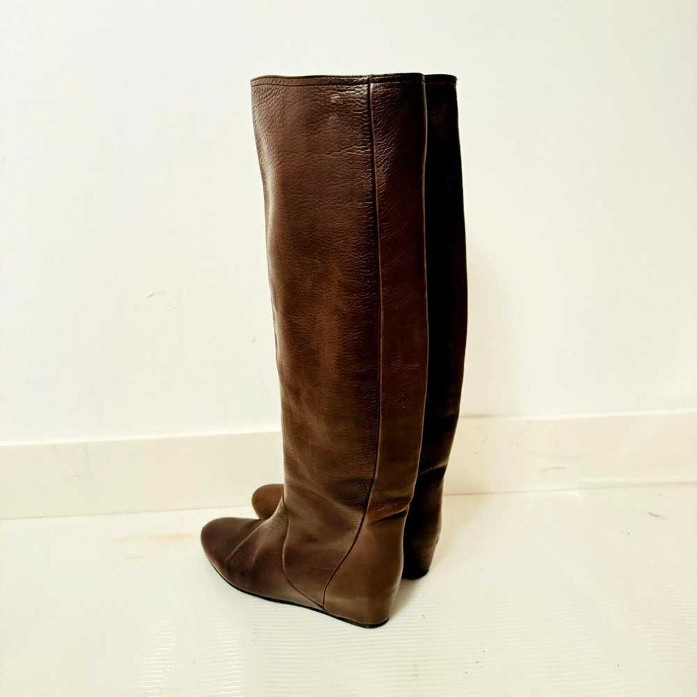 Lanvin Boots Womens 37.5 Brown Leather Knee High … - image 5