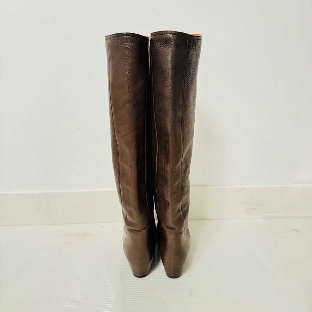 Lanvin Boots Womens 37.5 Brown Leather Knee High … - image 6