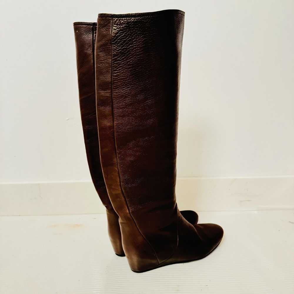 Lanvin Boots Womens 37.5 Brown Leather Knee High … - image 8