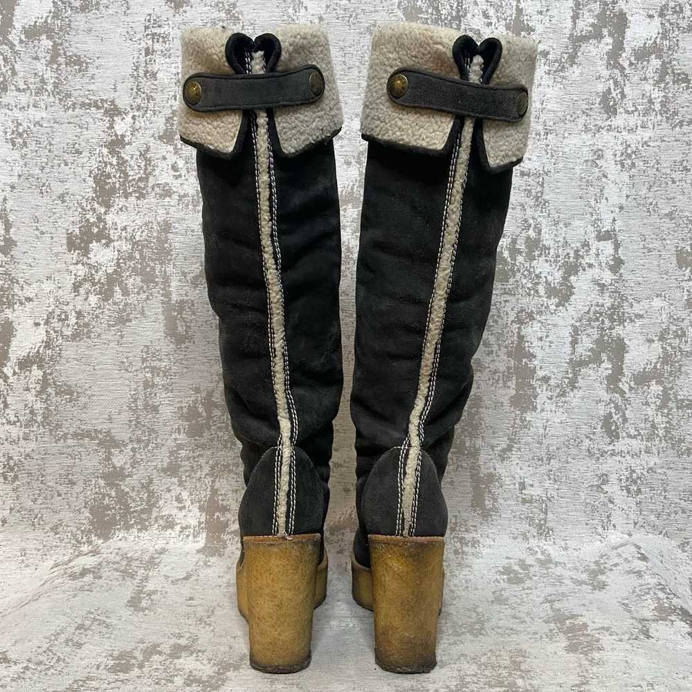 See by Chloe Grey Suede & Shearling Fold Over Kne… - image 3