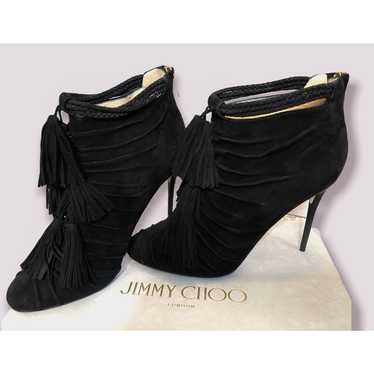 Jimmy Choo 8 Ruched Suede Leather Tassel Myra Ankl