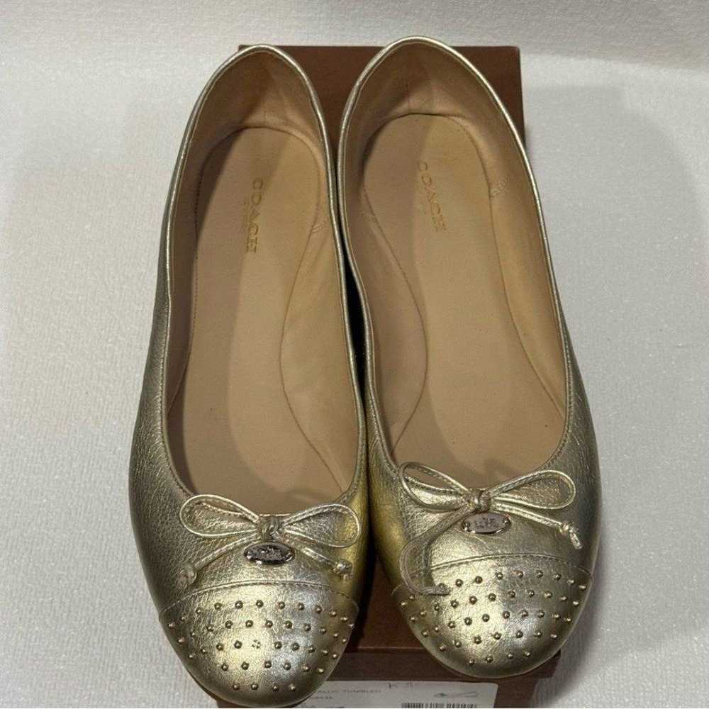 New COACH Doreen Platinum Metallic Tumbled Flats … - image 1