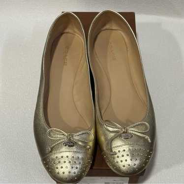 New COACH Doreen Platinum Metallic Tumbled Flats … - image 1