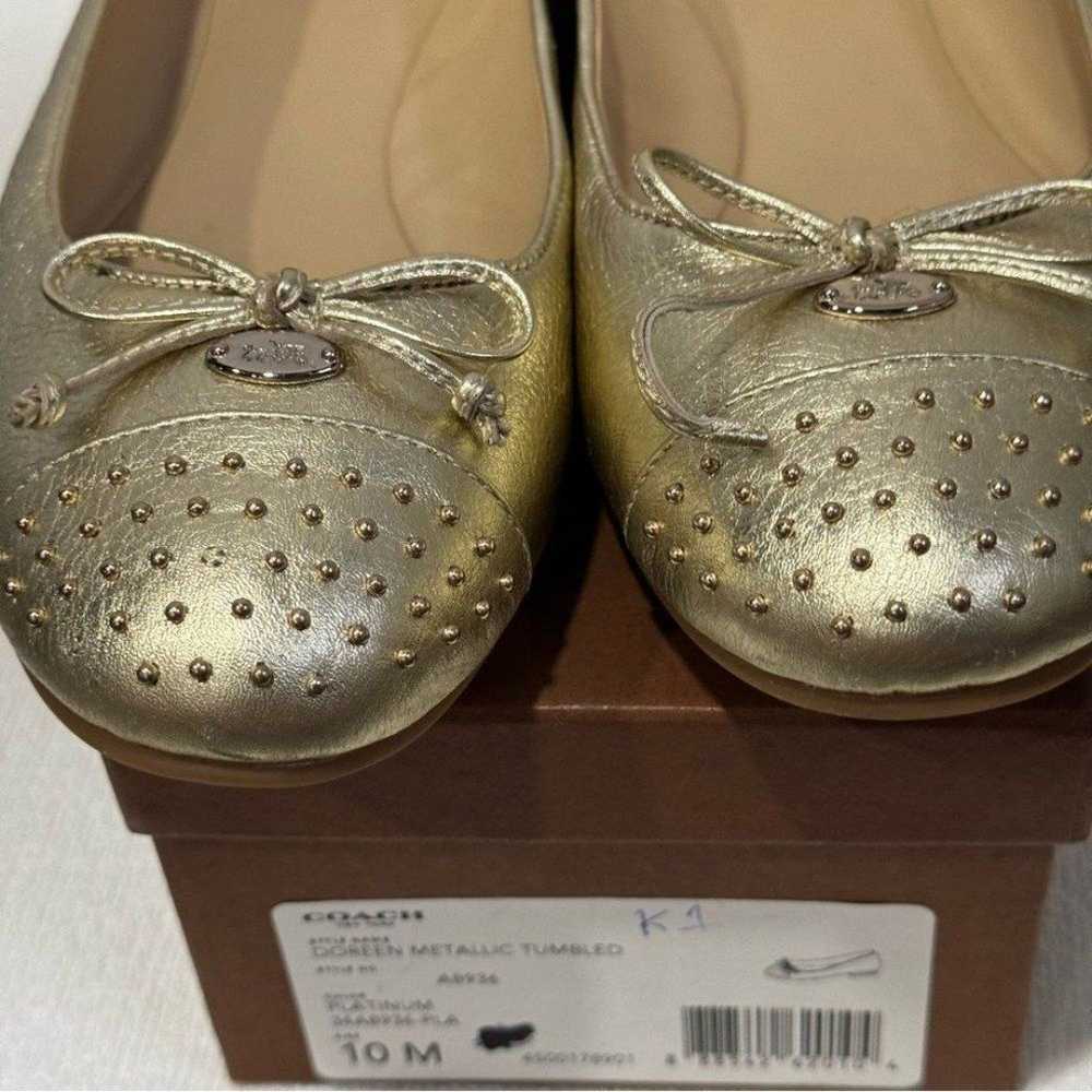 New COACH Doreen Platinum Metallic Tumbled Flats … - image 2