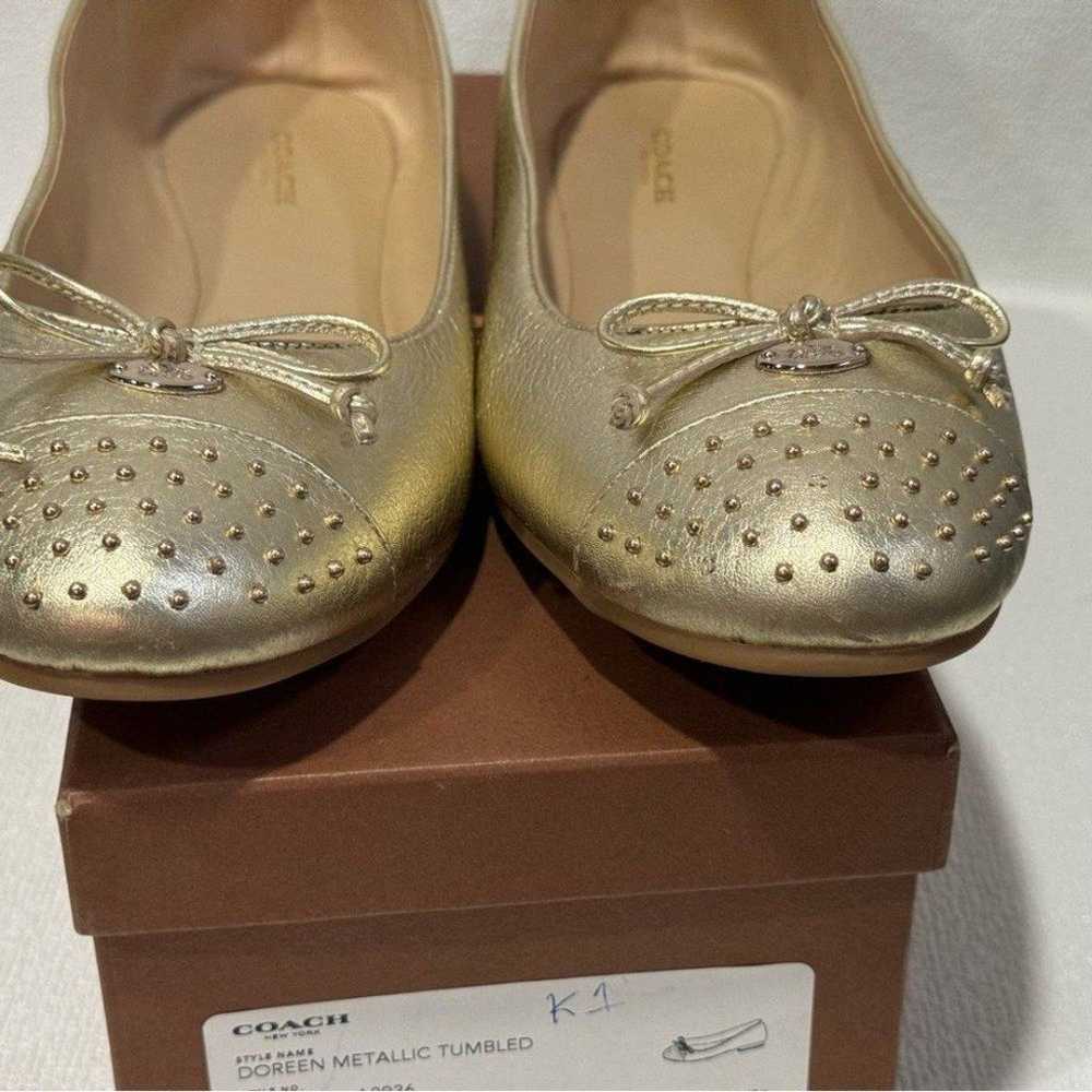 New COACH Doreen Platinum Metallic Tumbled Flats … - image 6