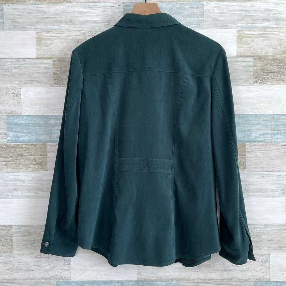 Talbots Vintage 90s Velveteen Shirt Green Button … - image 3