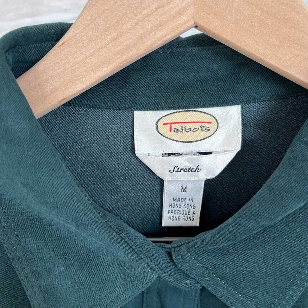 Talbots Vintage 90s Velveteen Shirt Green Button … - image 5