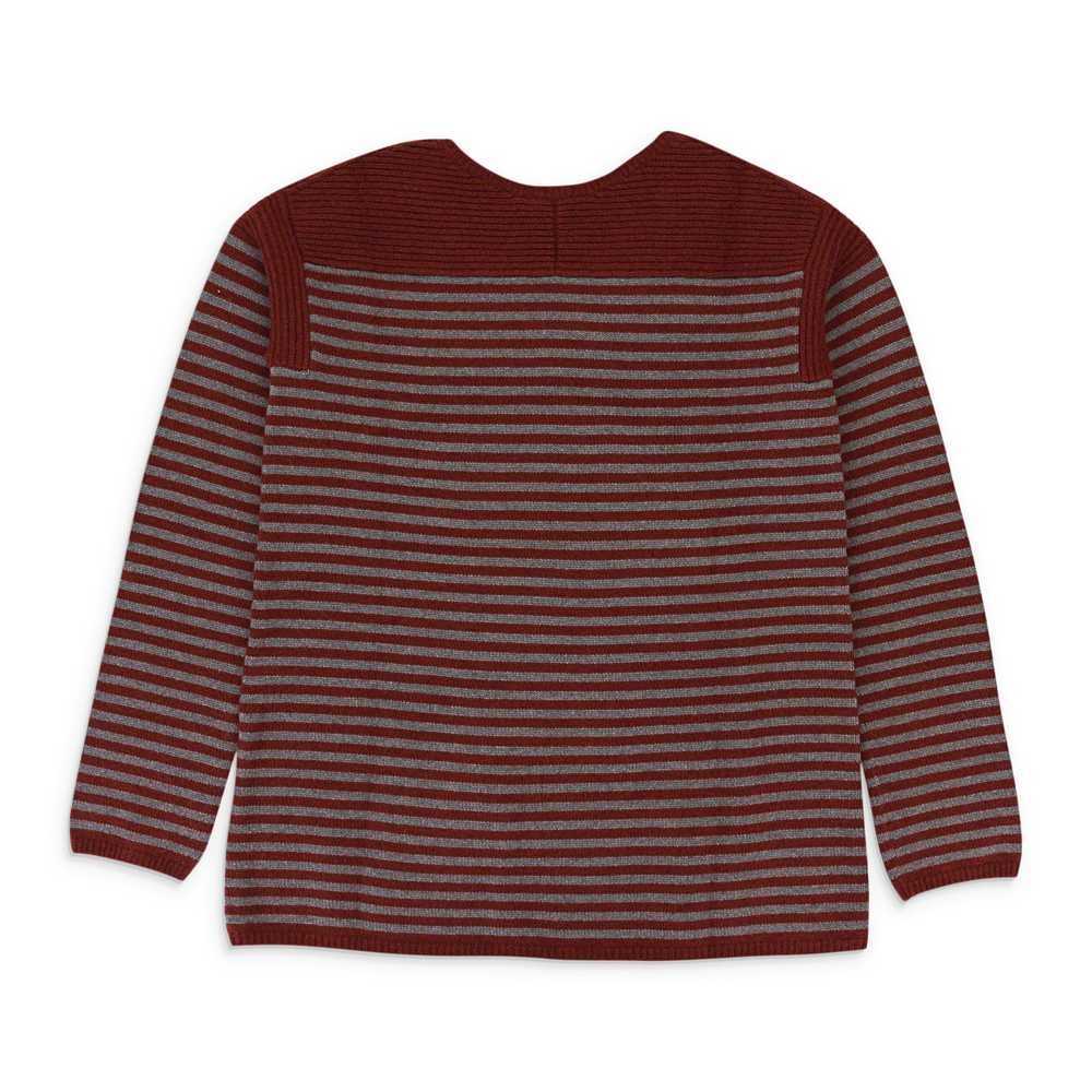 Loro Piana CASHMERE STRIPED BURGUNDY GRAY SWEATER… - image 2