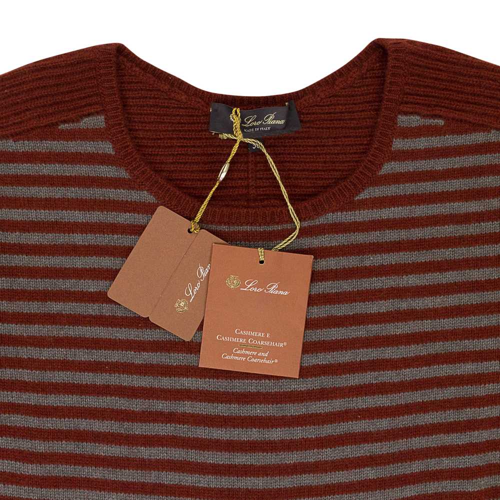 Loro Piana CASHMERE STRIPED BURGUNDY GRAY SWEATER… - image 3