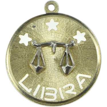 14K 1960's Libra Astrology Zodiac Star Sign Charm/