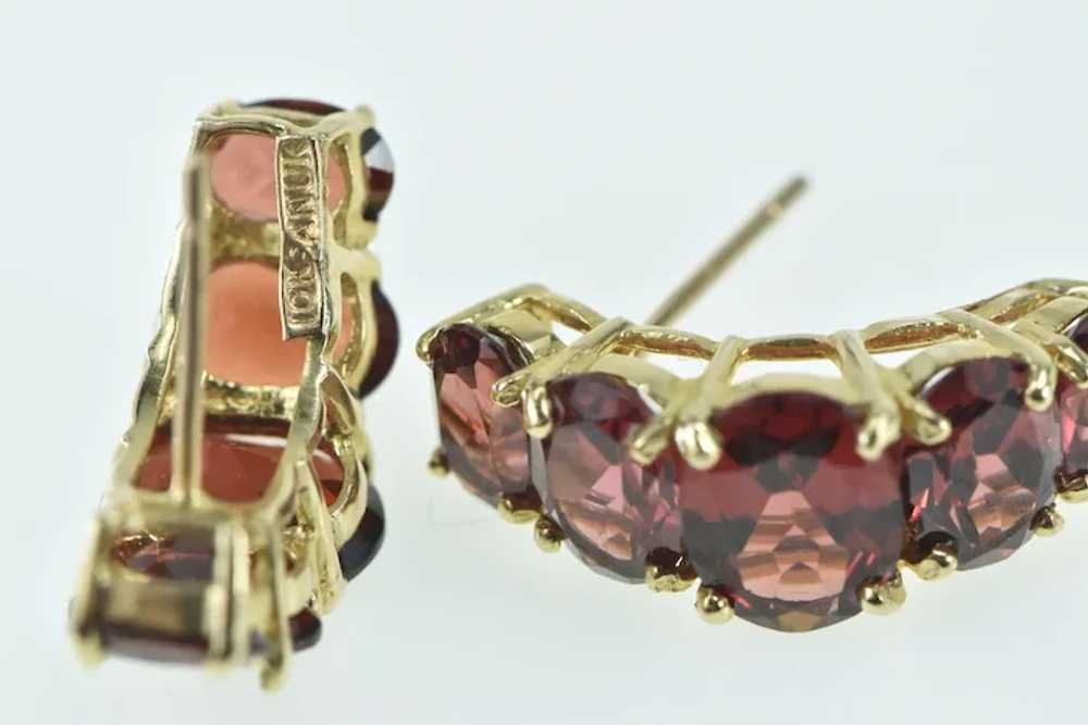 10K Oval Vintage Garnet Semi Hoop Statement Earri… - image 3