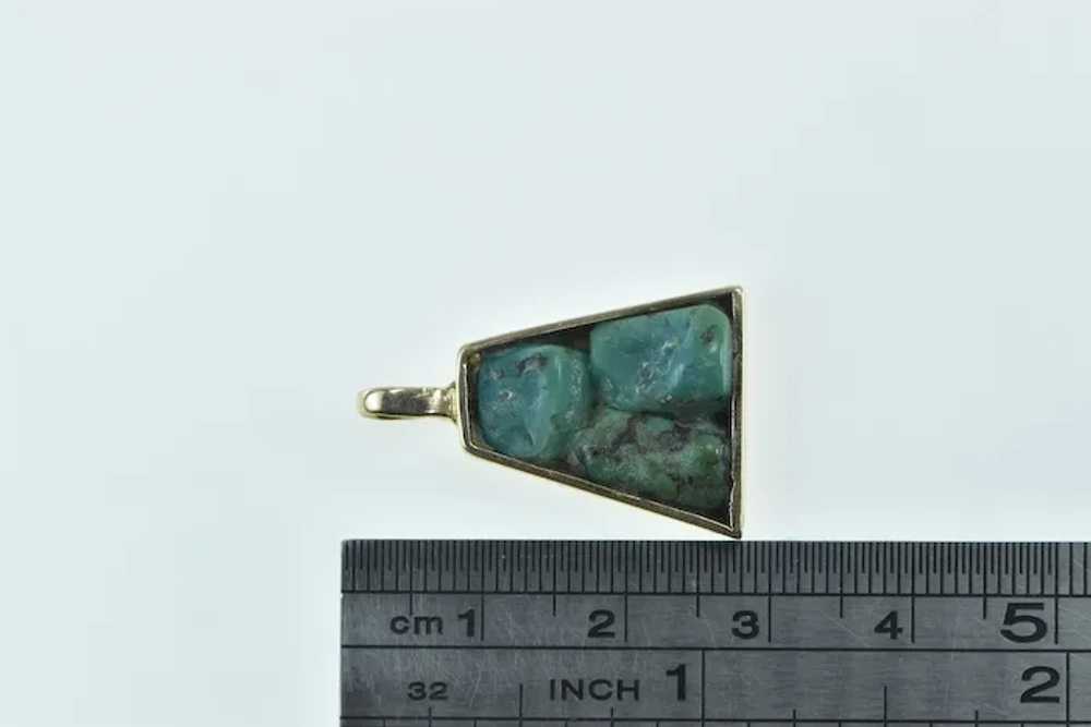 14K Raw Turquoise Inlay Squared Statement Pendant… - image 4