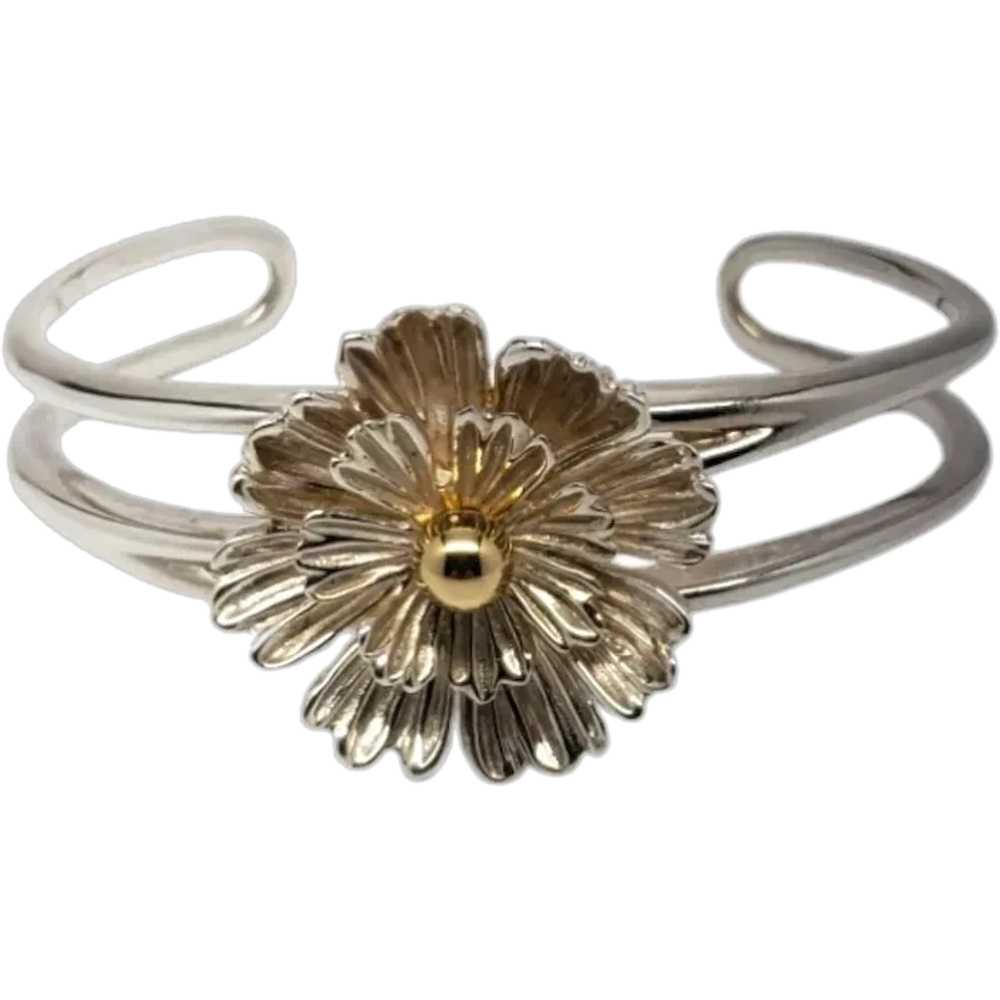 Joseph Esposito Sterling Silver Flower Cuff Brace… - image 1