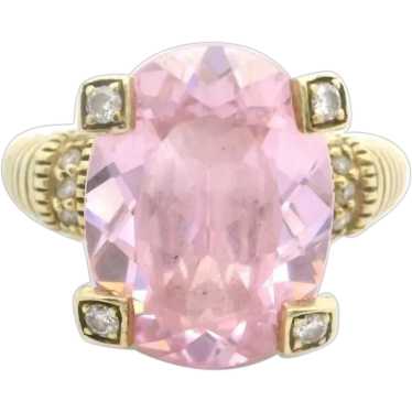 Judith Ripka 14k Yellow Gold Pink Quartz and Diam… - image 1