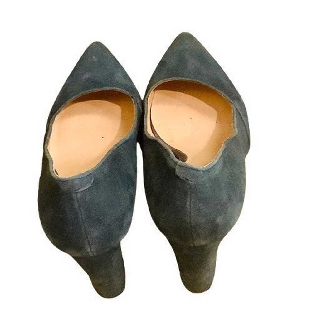 100% Suede, Teal Blue, "Palma" pump heels - image 3