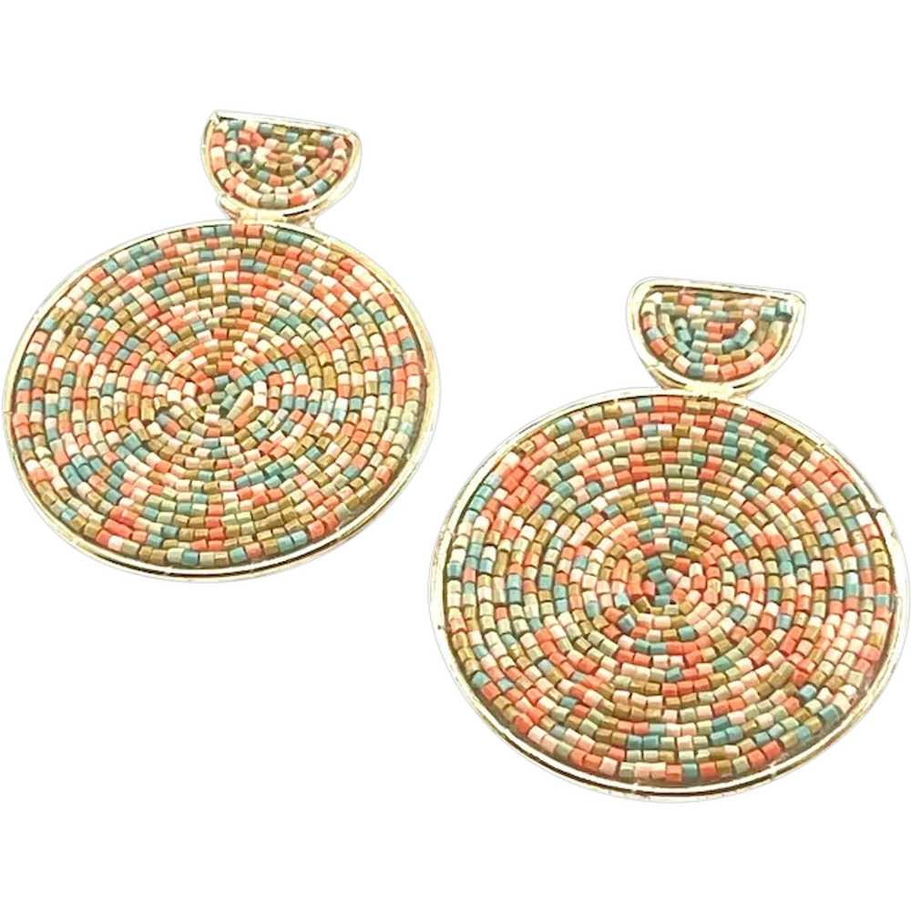 Round Beaded Statement Earrings Boho Colorful - image 1