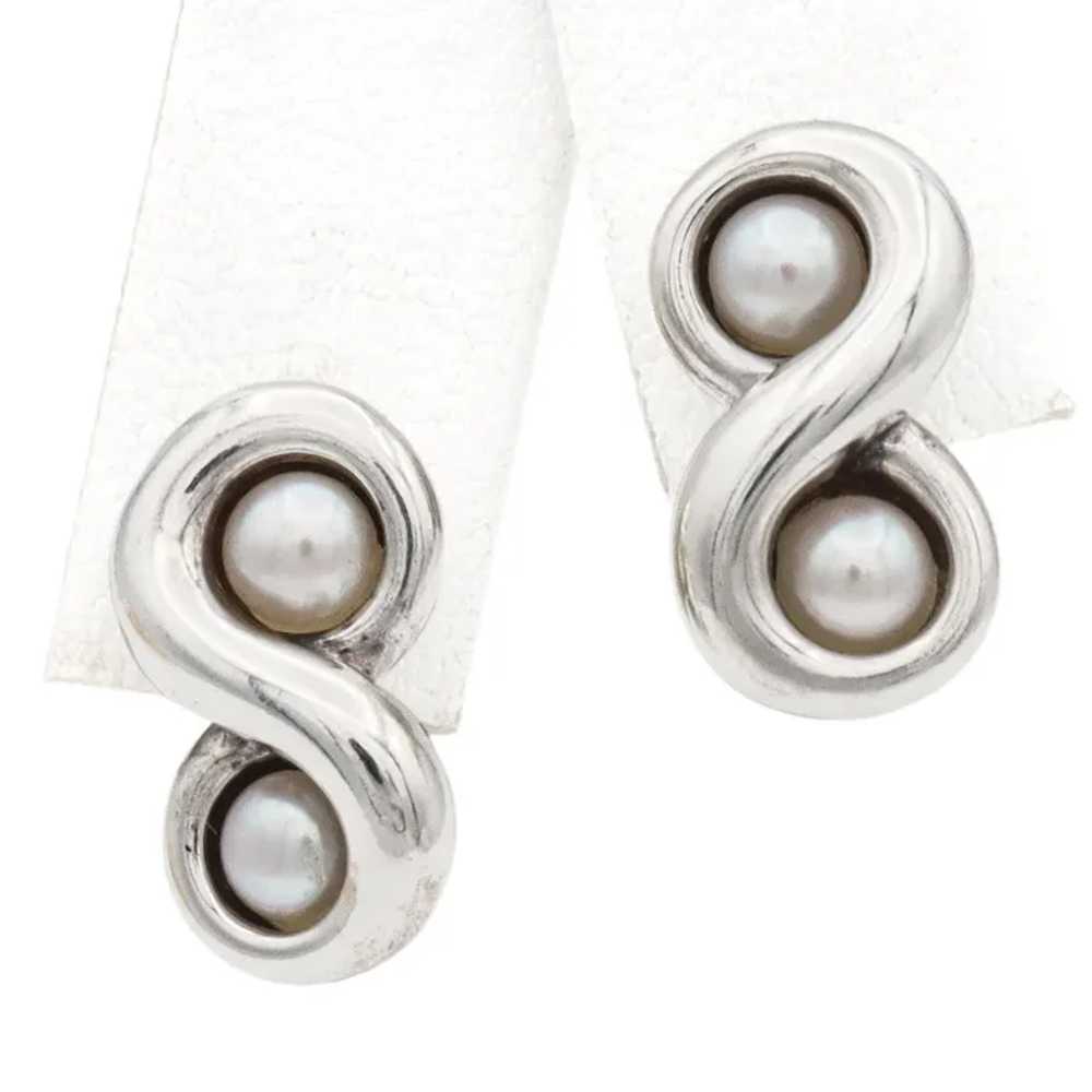 Tiffany & Co. Sterling Silver Pearl Infinity Stud… - image 4