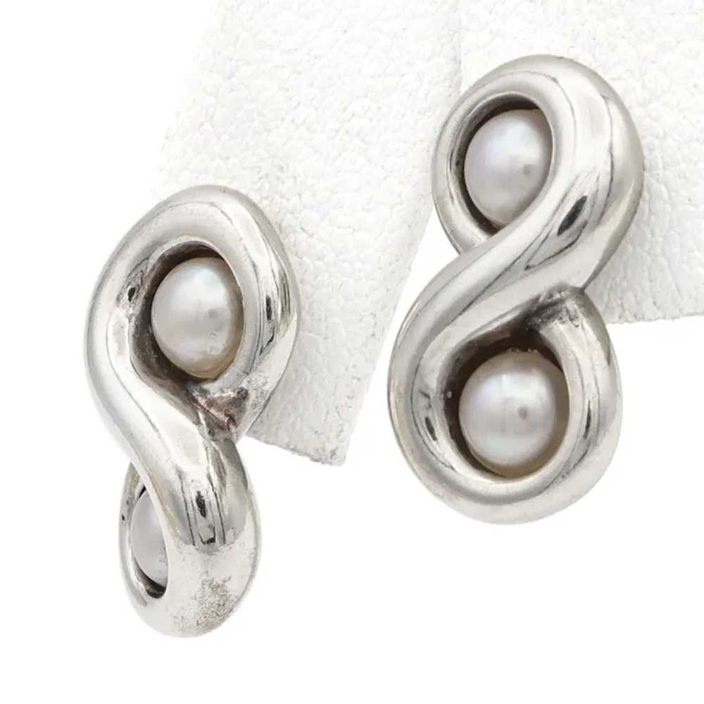 Tiffany & Co. Sterling Silver Pearl Infinity Stud… - image 5