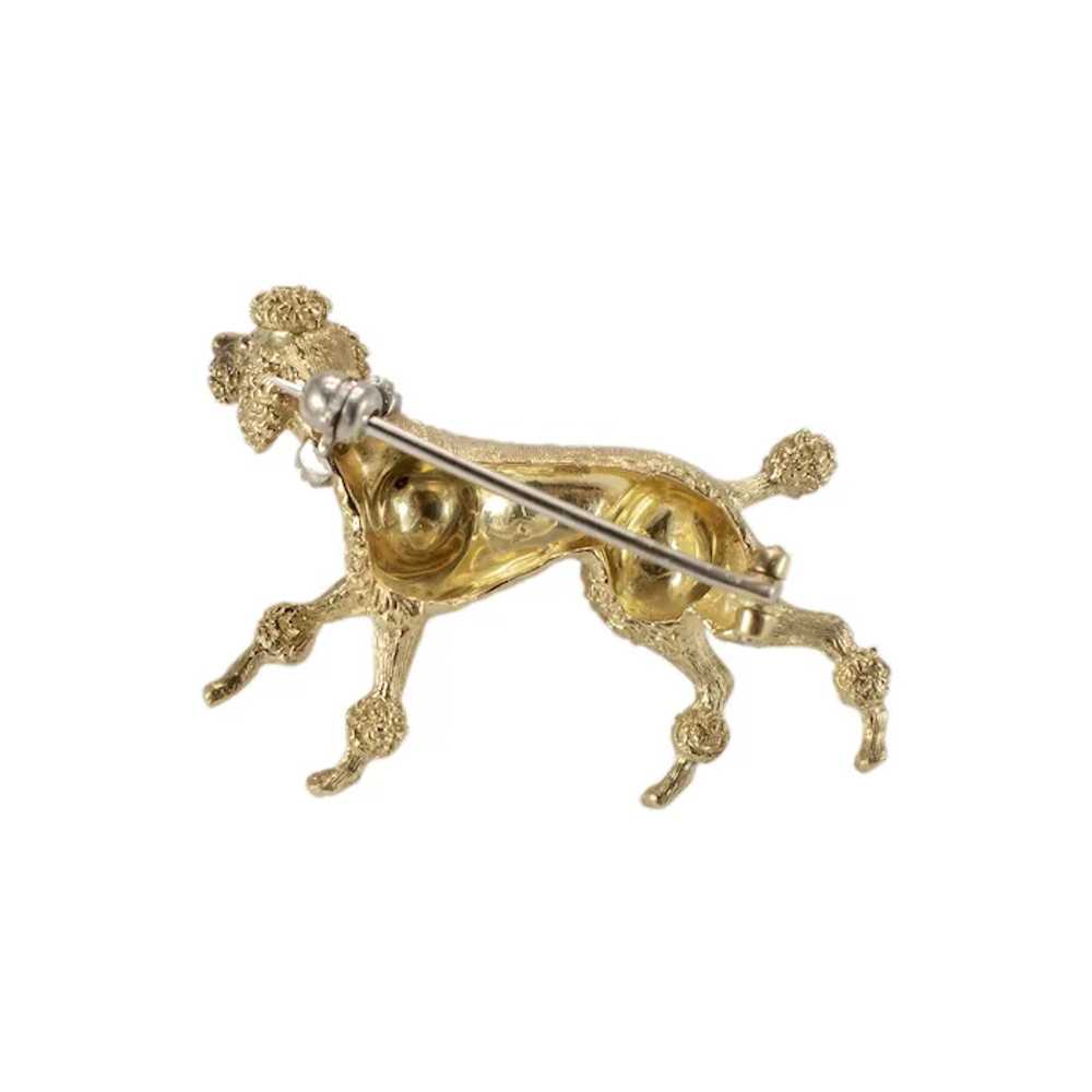 Vintage 18K Yellow Gold Diamond French Poodle Bro… - image 2