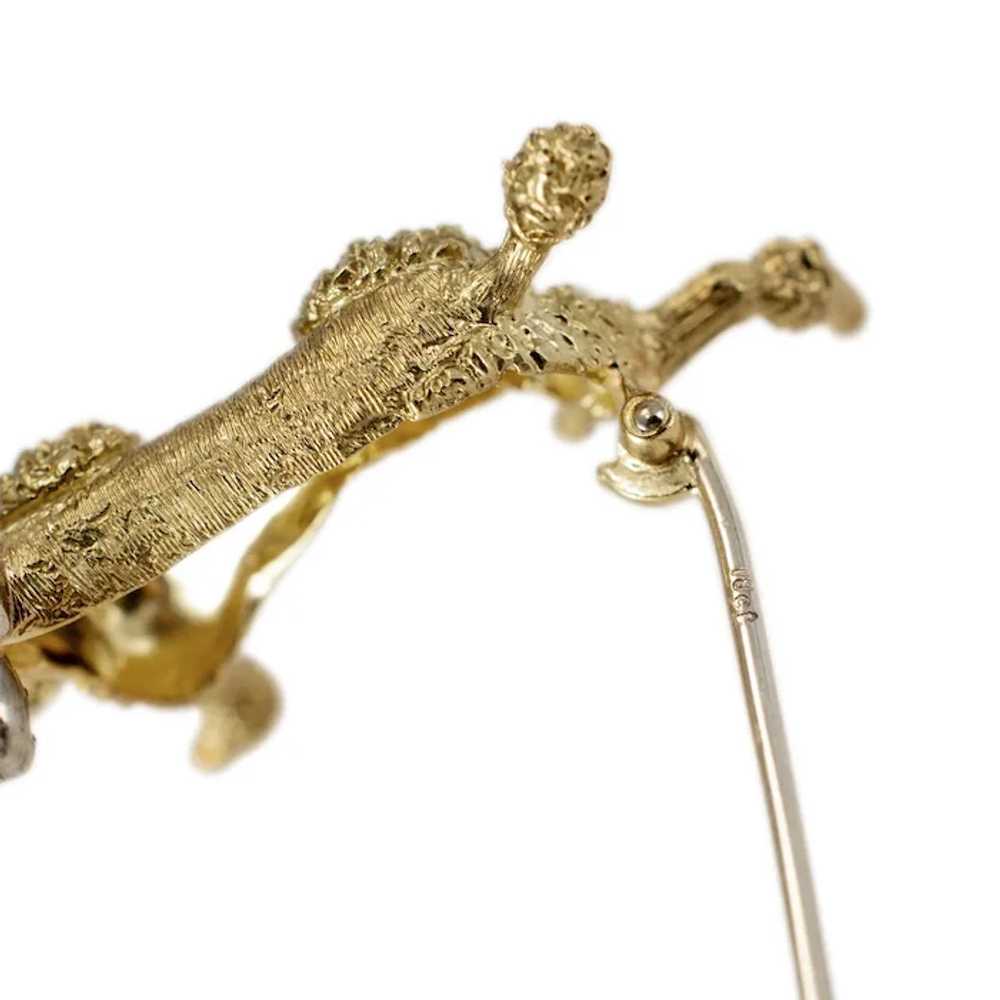 Vintage 18K Yellow Gold Diamond French Poodle Bro… - image 5