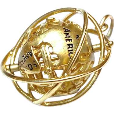 Vintage 14K Yellow Gold Globe Charm