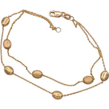 Double Strand BEAN Station Bracelet 14K Gold