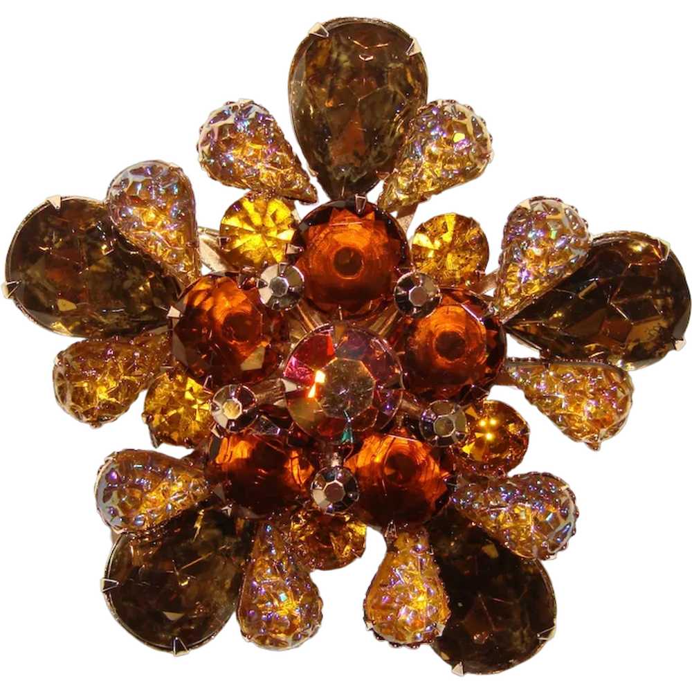 Fabulous BROWN & AMBER Carnival Stones Vintage Rh… - image 1