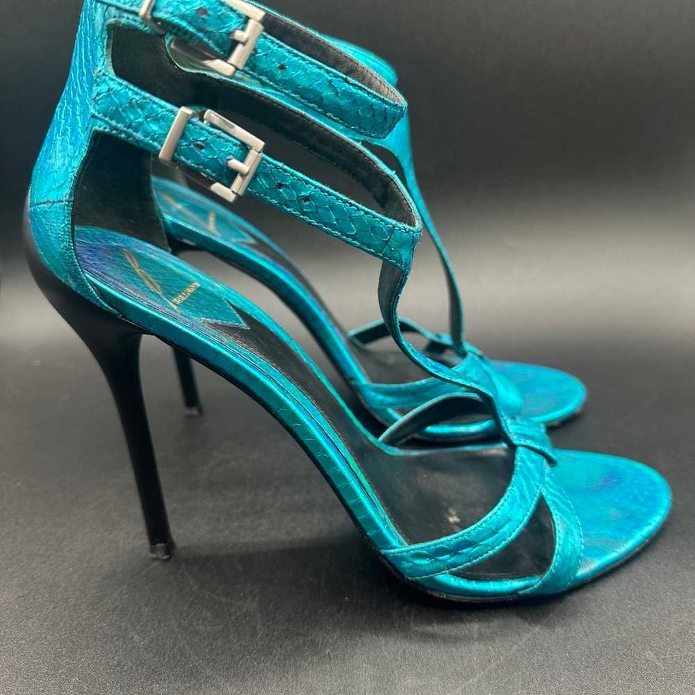 Brian Atwood Metallic Blue Turquoise Snake Python… - image 1