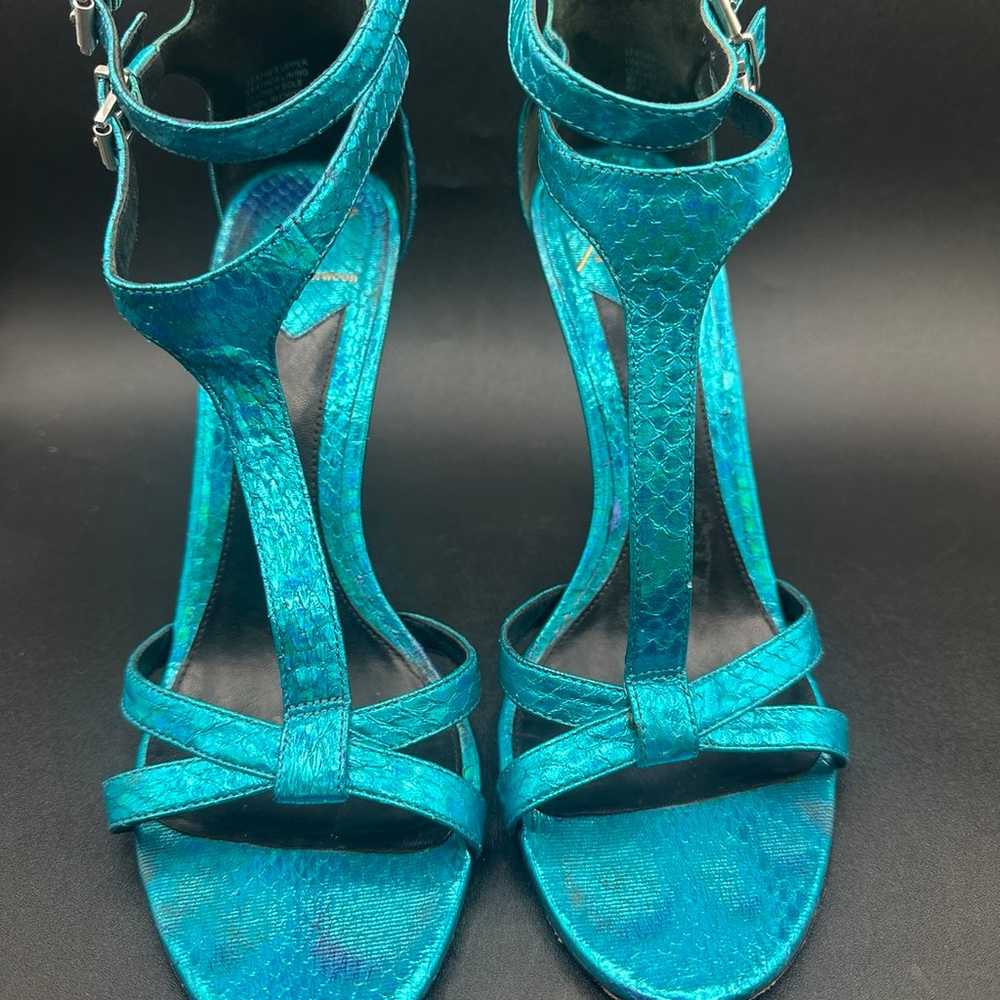 Brian Atwood Metallic Blue Turquoise Snake Python… - image 2