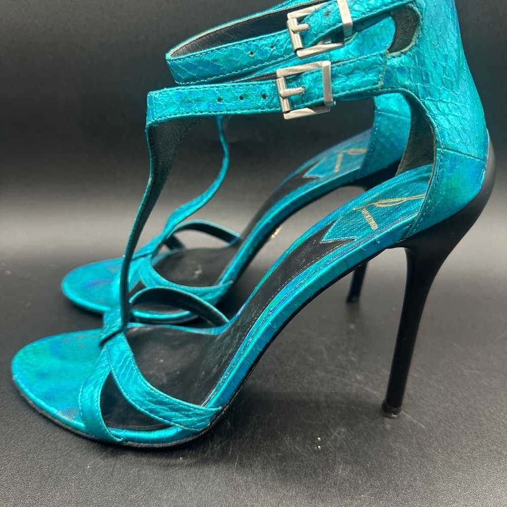 Brian Atwood Metallic Blue Turquoise Snake Python… - image 3