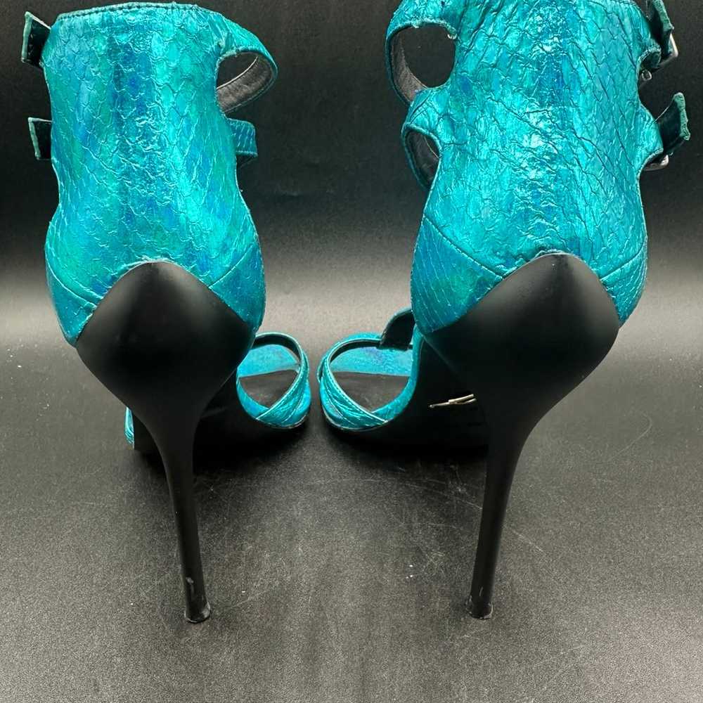 Brian Atwood Metallic Blue Turquoise Snake Python… - image 4