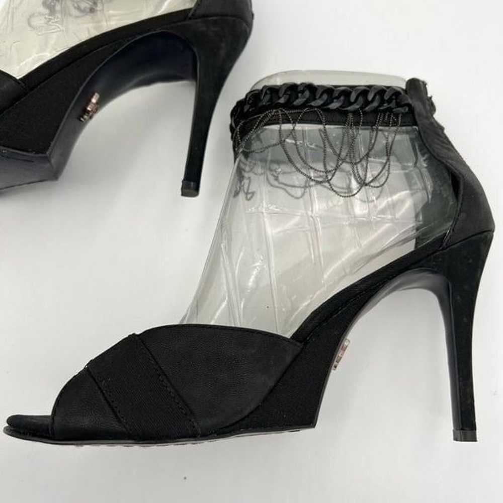 Rachael Roy Black Suede 4” Heels Open Toe | Chain… - image 7