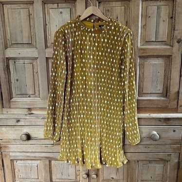 Lulu's Small Mustard Yellow Polka Dot Pleated Dre… - image 1