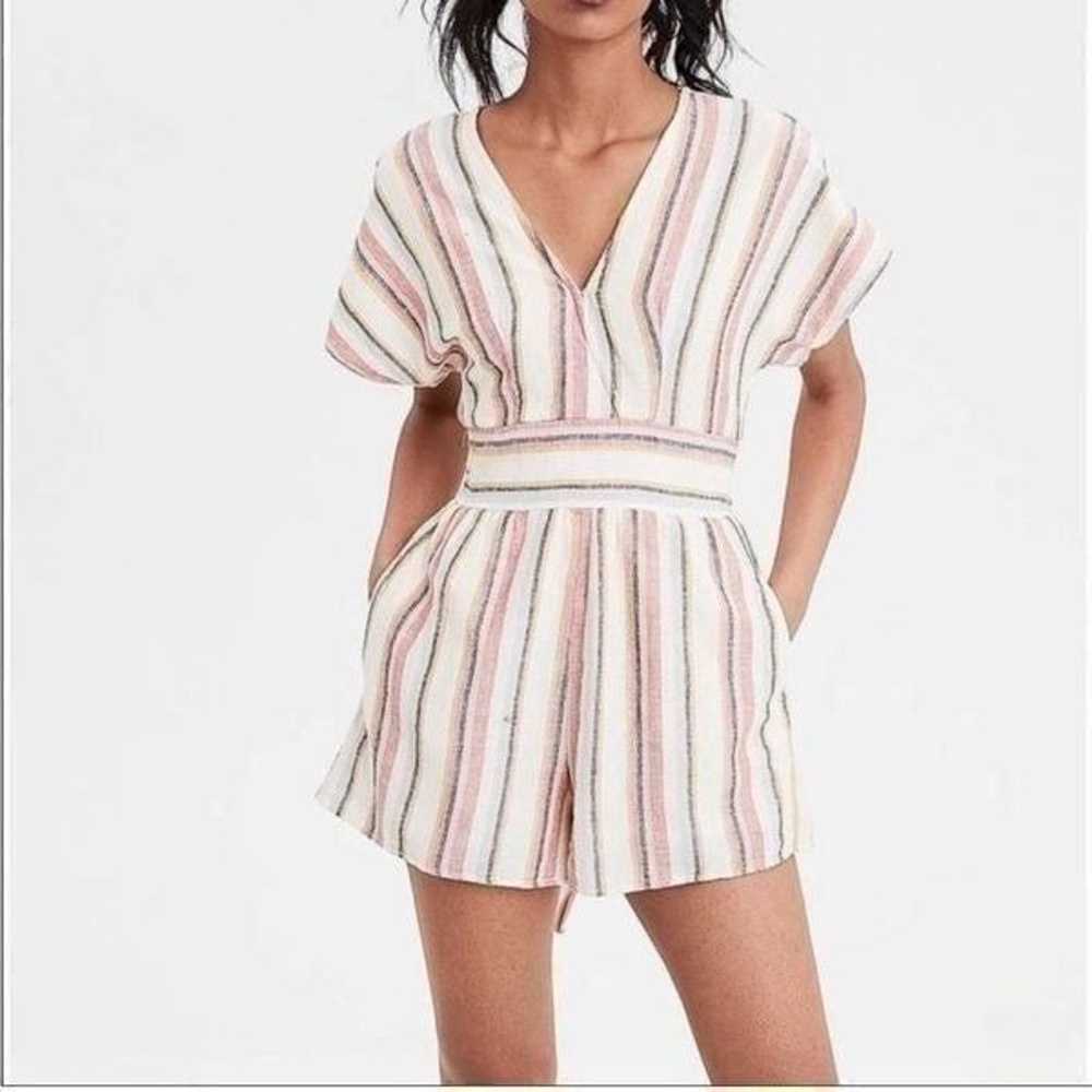 American Eagle Outfitters Linen Blend Striped Rom… - image 1