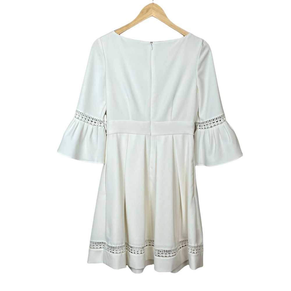 Eliza J Pleated Bell Sleeve Ivory Dress Size 4 - image 10